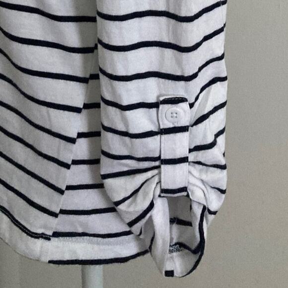 Zara Pencil Striped Tee White w/ Black Stripes size M - Picture 5 of 9